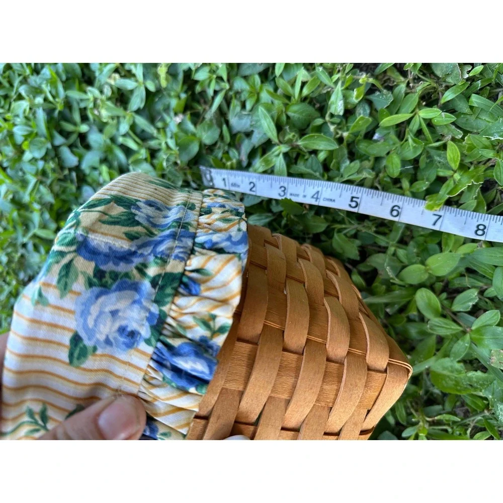 Longaberger Basket Set 4pc Tissue & Hanging Baskets Blue Floral Liners 1999-2000